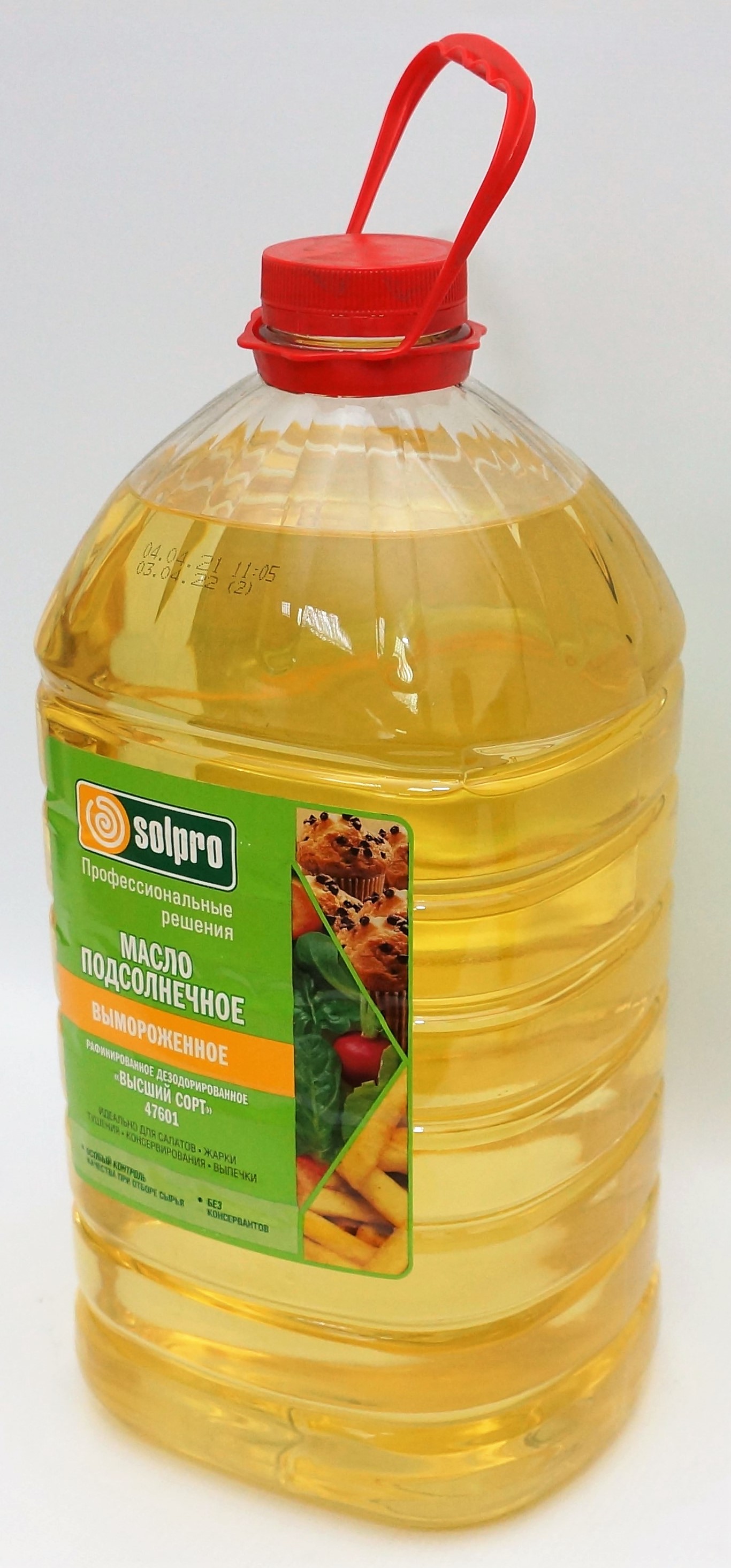 картинка масло подсолнечное "solpro" рафинированное вымороженое 5л бутыль